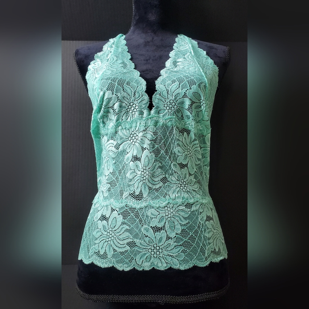 Vintage Frederick's of Hollywood Mint Lace Camisole SZ L